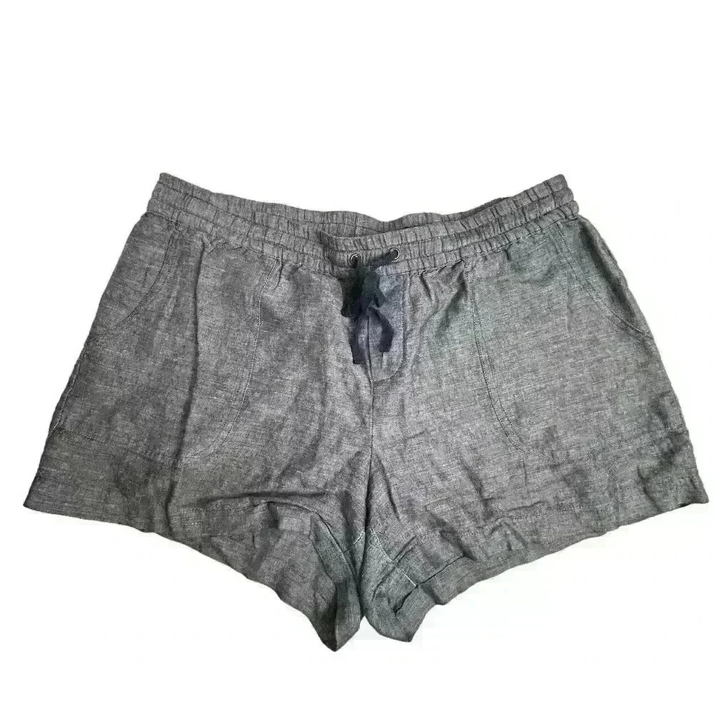 Soho Women's Blue Chambray Drawstring Shorts Size‎ M